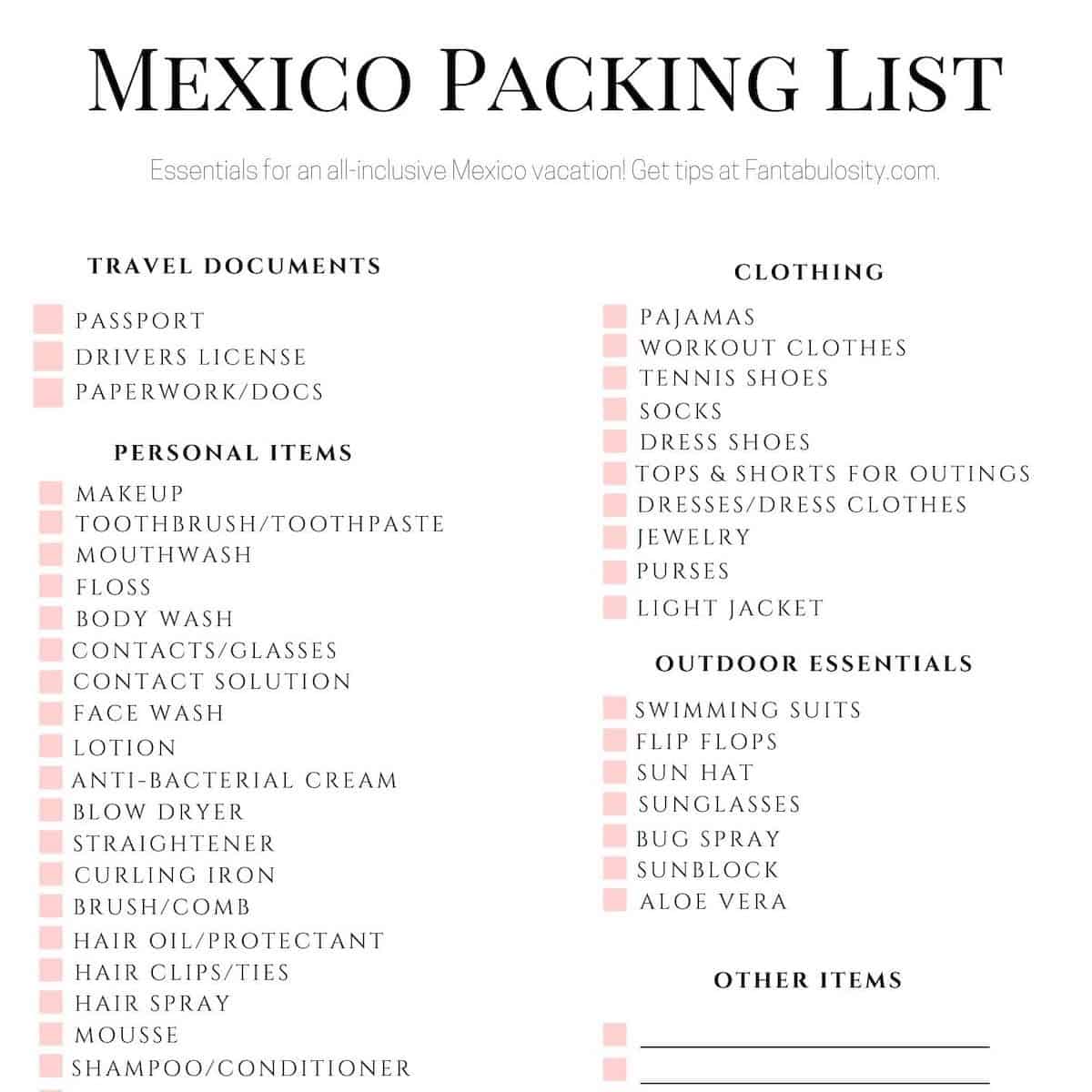travel to mexico necessities